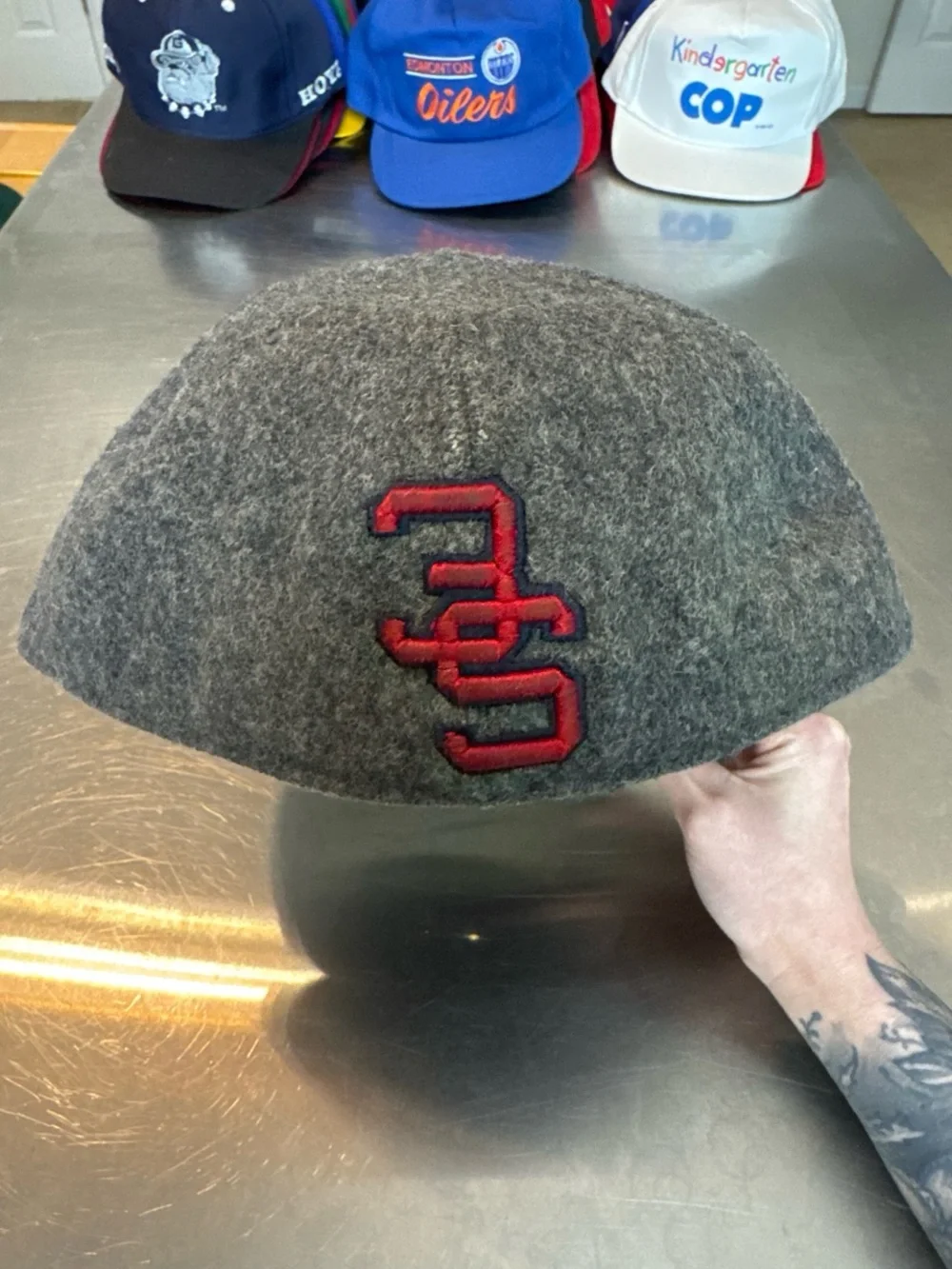 3sixteen Gray Wool Cap with Red & Yellow Pickaxe Embroidery